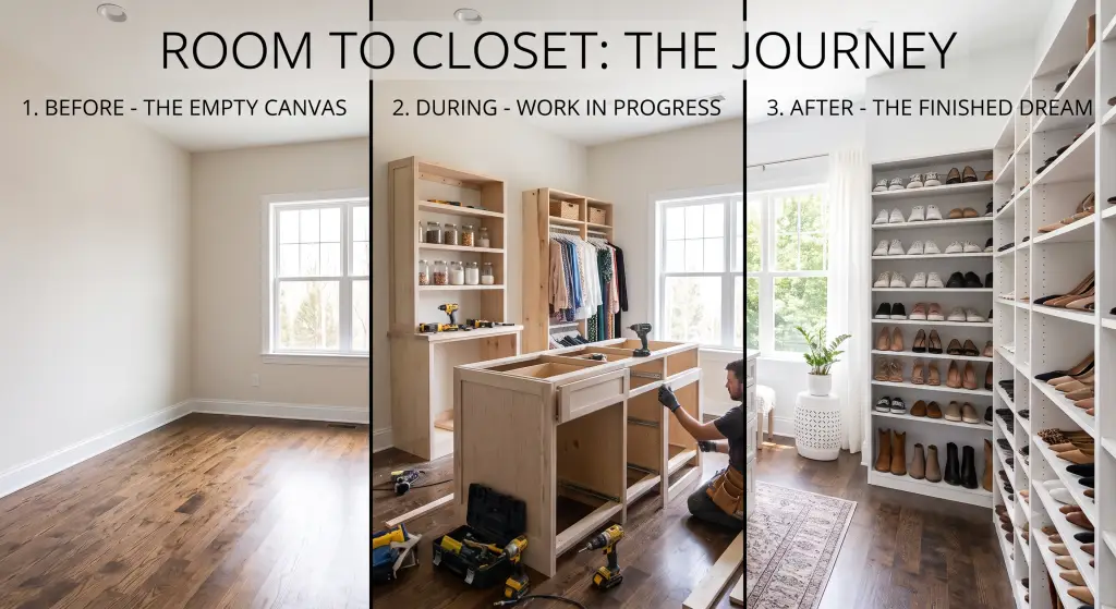 turn room into walk in closet design
